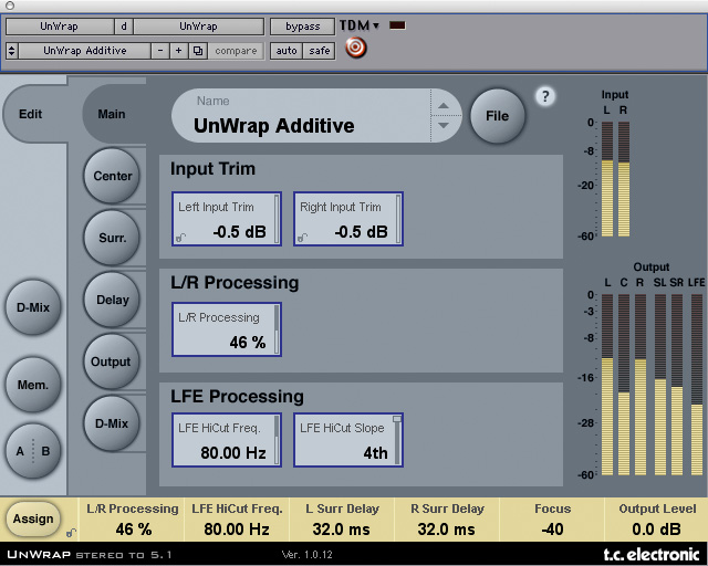 TC Electronic UnWrap 高精度的立体声转环绕声工具