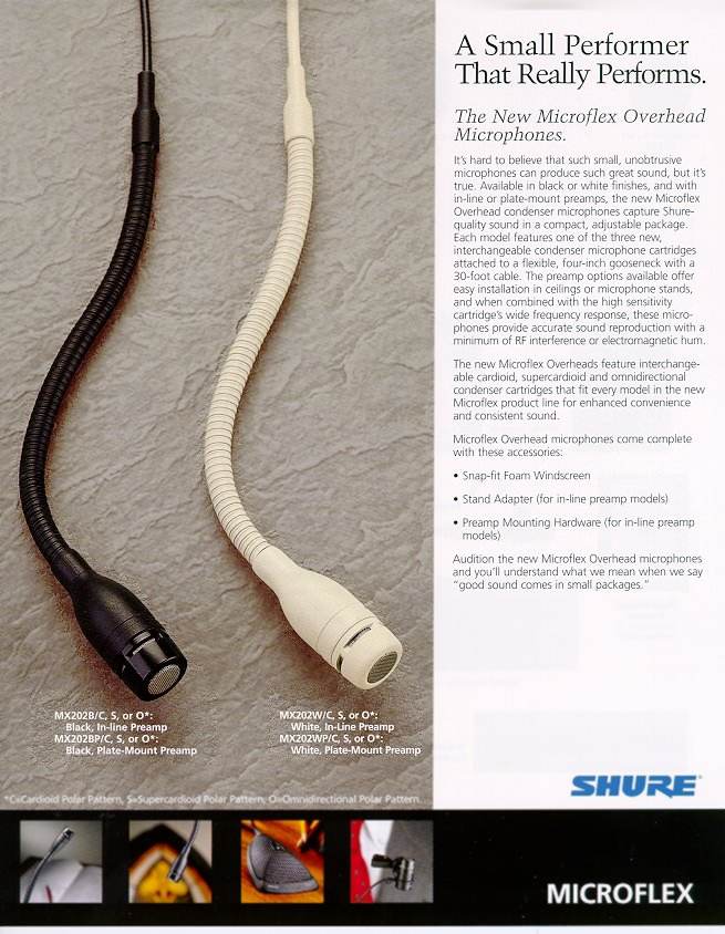  SHURE 舒尔 MX202W/S 白色超心型电容鹅颈过顶式话筒